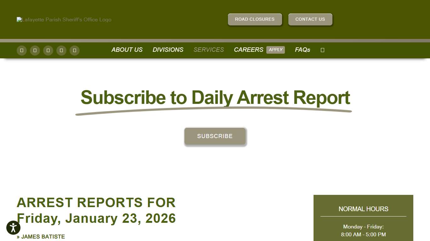 Subscribe to Daily Arrest Report Lafayette Parish Sheriff's Office