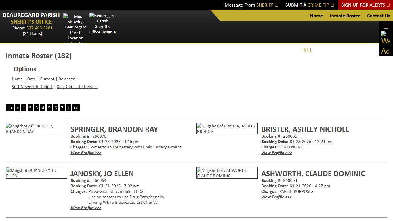 Inmate Roster - Current Inmates Booking Date Descending - Beauregard Parish Sheriff's Office
